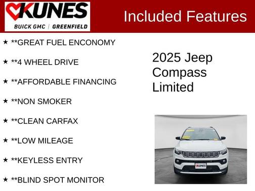 Bright White Clearcoat 2025 Jeep Compass Limited