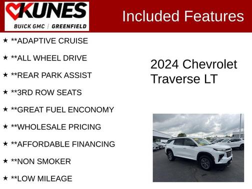 Summit White 2024 Chevrolet Traverse LT