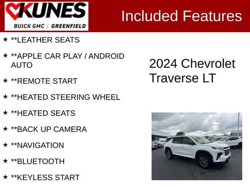 Summit White 2024 Chevrolet Traverse LT