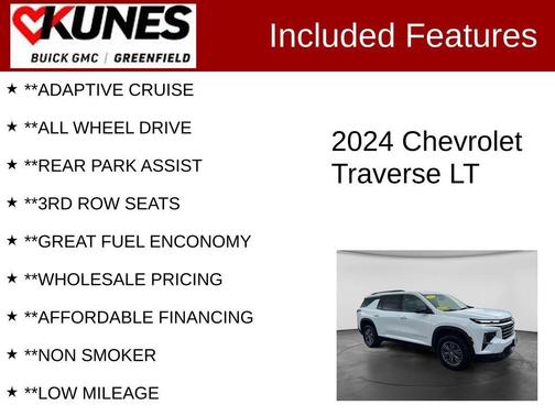 Summit White 2024 Chevrolet Traverse LT