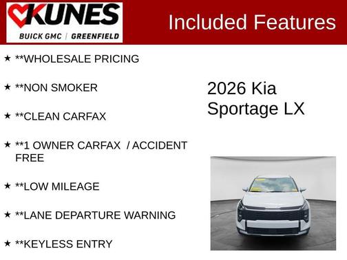 White 2026 Kia Sportage LX