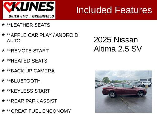 Garnet Pearl 2025 Nissan Altima 2.5 SV