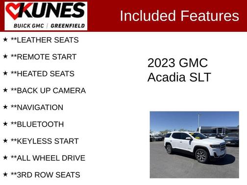 Summit White 2023 GMC Acadia AWD SLT