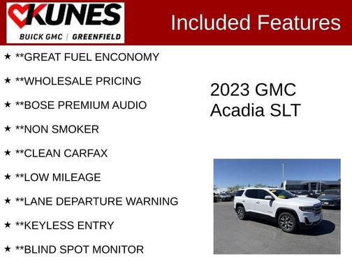 Summit White 2023 GMC Acadia AWD SLT
