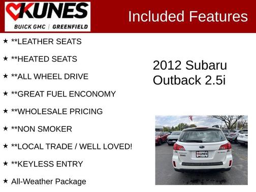 Satin White Pearl 2012 Subaru Outback 2.5i