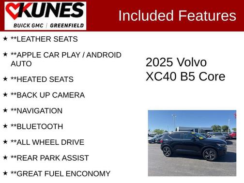 Onyx Black Metallic 2025 Volvo XC40 B5 Core Bright Theme