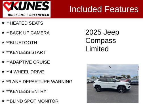 Bright White Clearcoat 2025 Jeep Compass Limited