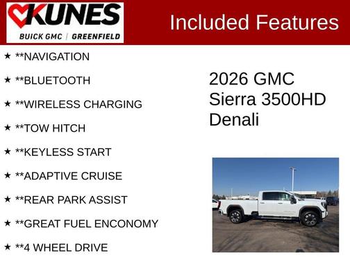 Glacier White 2026 GMC Sierra 3500 Denali