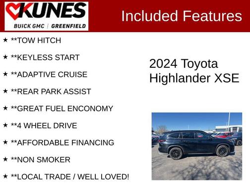 Midnight Black Metallic 2024 Toyota Highlander XSE