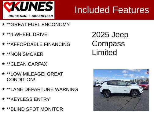 Bright White Clearcoat 2025 Jeep Compass Limited