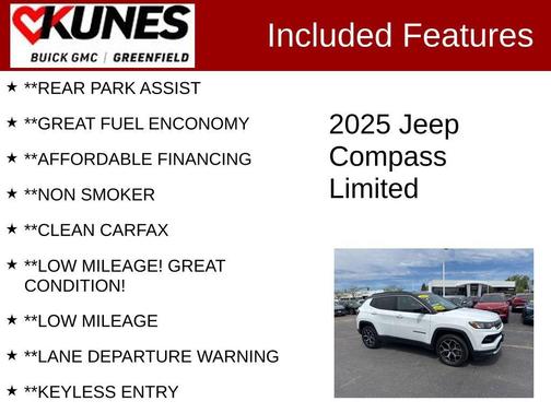 Bright White Clearcoat 2025 Jeep Compass Limited