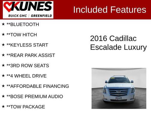 Crystal White 2016 Cadillac Escalade Luxury