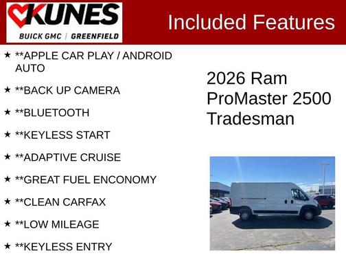 Bright White 2026 RAM ProMaster 2500 Tradesman