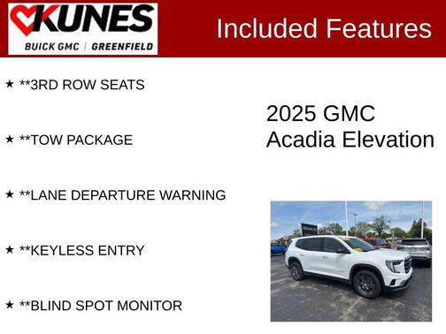 Summit White 2025 GMC Acadia FWD Elevation