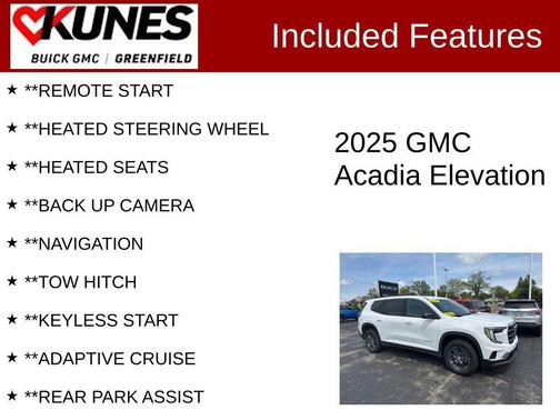 Summit White 2025 GMC Acadia FWD Elevation