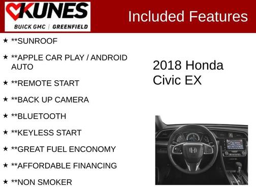 White 2018 Honda Civic EX