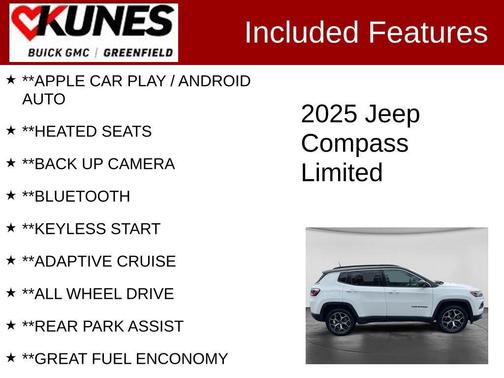 Bright White Clearcoat 2025 Jeep Compass Limited