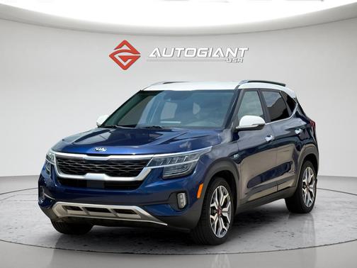 Dark Ocean Blue/White Roof 2021 Kia Seltos SX Turbo