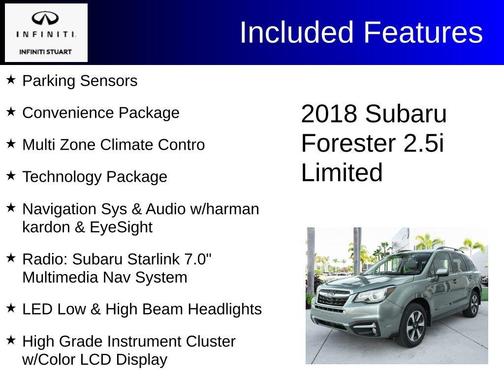 Jasmine Green Metallic 2018 Subaru Forester 2.5i Limited