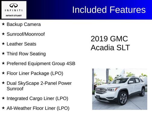 White Frost Tri-Coat 2019 GMC Acadia SLT-2