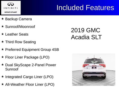 White Frost Tri-Coat 2019 GMC Acadia SLT-2