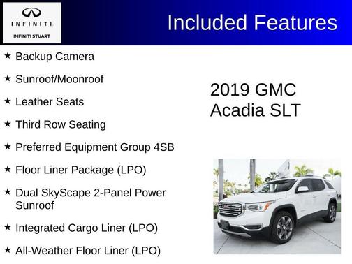 White Frost Tri-Coat 2019 GMC Acadia SLT-2