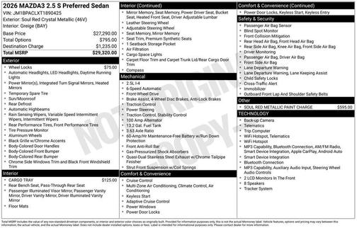 Soul Red Crystal Metallic 2026 Mazda Mazda3 FWD w/Preferred Package