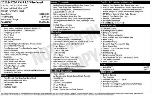 Jet Black Mica 2026 Mazda CX-5 Preferred