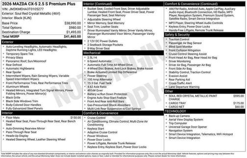 Soul Red Crystal Metallic 2026 Mazda CX-5 Premium Plus