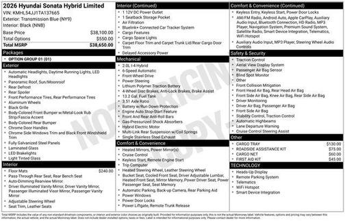 2026 Hyundai SONATA Hybrid Limited