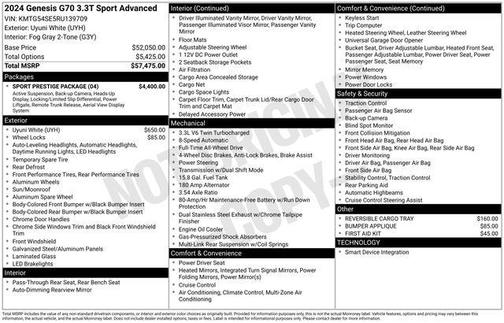 2024 Genesis G70 3.3T Sport Advanced