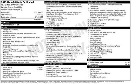 2019 Hyundai SANTA FE 2.0T Limited