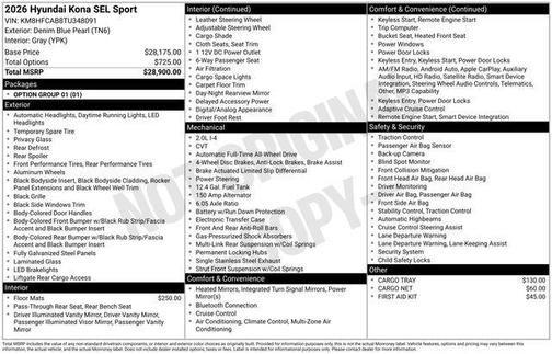 2026 Hyundai KONA SEL Sport