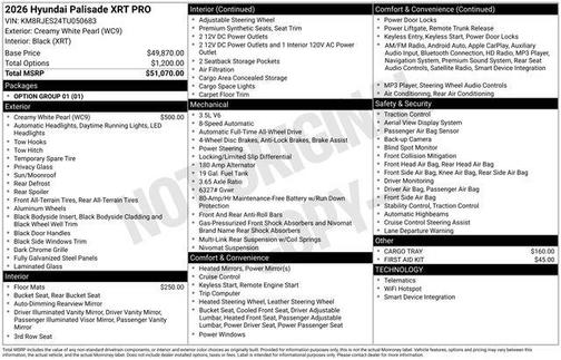 2026 Hyundai PALISADE XRT Pro