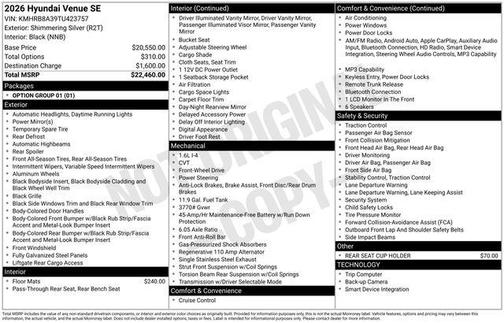 2026 Hyundai VENUE SE