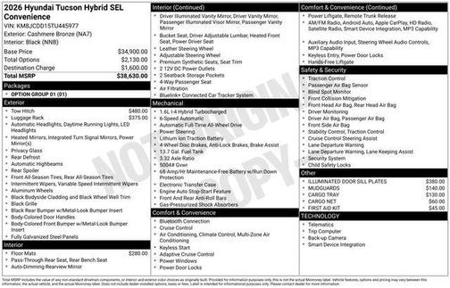 Cashmere 2026 Hyundai TUCSON Hybrid SEL Convenience