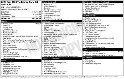 Bright White Clearcoat 2025 RAM 1500 Tradesman