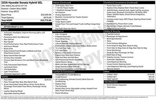 2026 Hyundai SONATA Hybrid SEL
