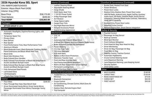 2026 Hyundai KONA SEL Sport
