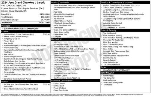 Diamond Black 2024 Jeep Grand Cherokee L Laredo