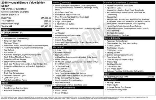 2018 Hyundai ELANTRA Value Edition