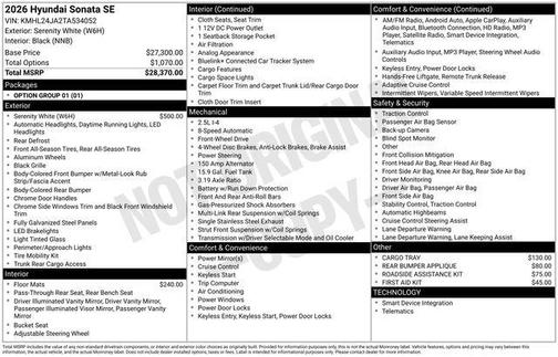 2026 Hyundai SONATA SE