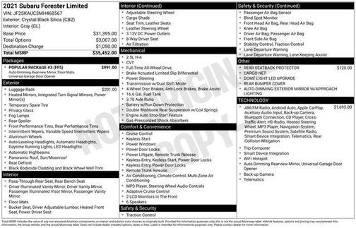Crystal Black Silica 2021 Subaru Forester Limited