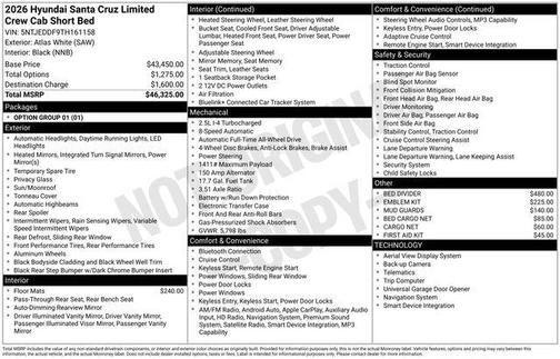 2026 Hyundai SANTA CRUZ Limited