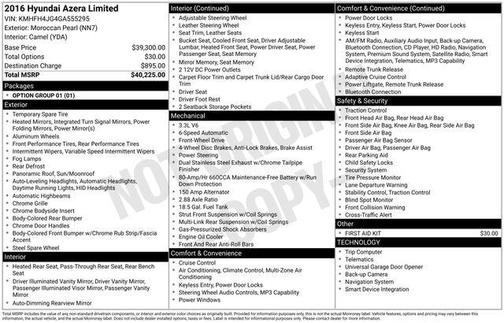 2016 Hyundai Azera Limited