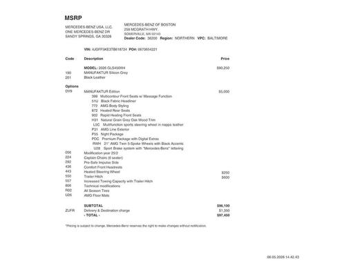MANUFAKTUR Signature Silicon Grey 2026 Mercedes-Benz GLS 450 4MATIC