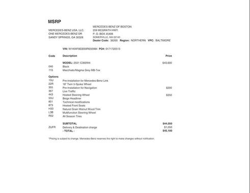 2021 Mercedes-Benz C-Class C 300 4MATIC