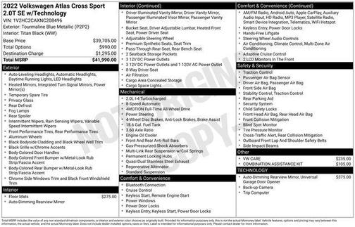 2022 Volkswagen Atlas Cross Sport 2.0T SE w/Technology 4MOTION