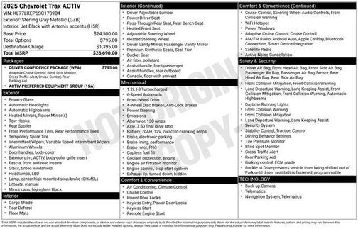 Sterling Gray Metallic 2025 Chevrolet Trax FWD ACTIV