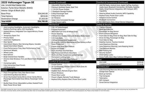 Silver Metallic 2025 Volkswagen Tiguan 2.0T SE 4MOTION